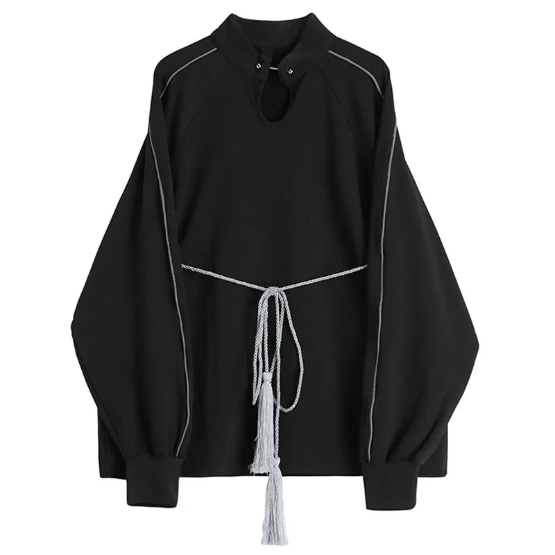 

SHENGPALAE осенних спортивных костюмов, новинка в форме крыльев летучей мыши, Свободная Женская черное кружевное платье средней длины с длинным...