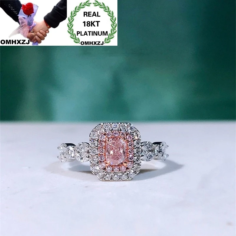 

OMHXZJ оптовая продажа, Европейская мода, хит, женские, вечерние, на день рождения, свадебный подарок, квадратное розовое, AAA, циркон, 18KT, белое зо...