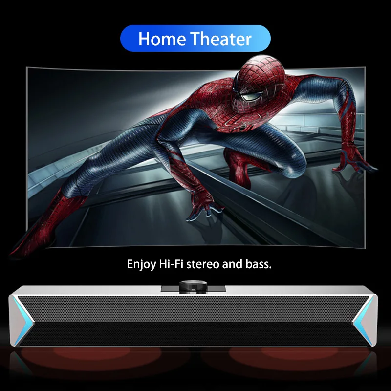 

Computer Speaker TV Sound Bar AUX USB Wired and Wireless Bluetooth Home Theater FM Radio Surround SoundBar