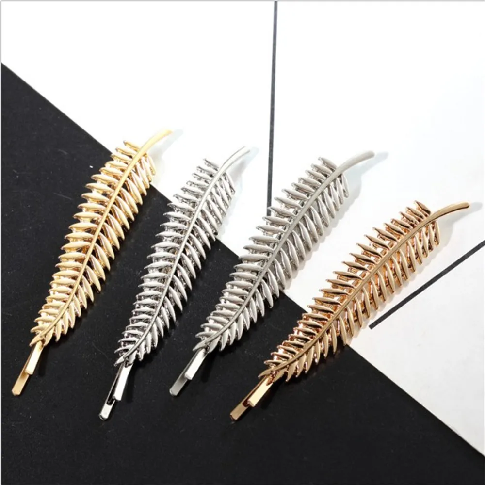 

1PC Fashion Women Alloy Leaf Hair Clip Metal Hairpins Girl Barrette Gold Silver Color New Styling Tool Hair Accessories