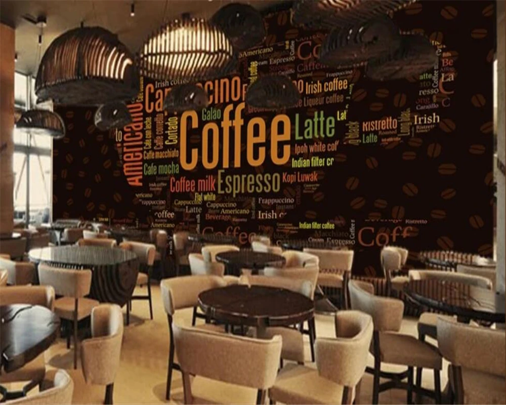 

Drop Shipping Custom Wallpaper 3d Fashion Retro English Letters Mural Living Room Backdrop Cafe Restaurant Home Decor Wallpaper