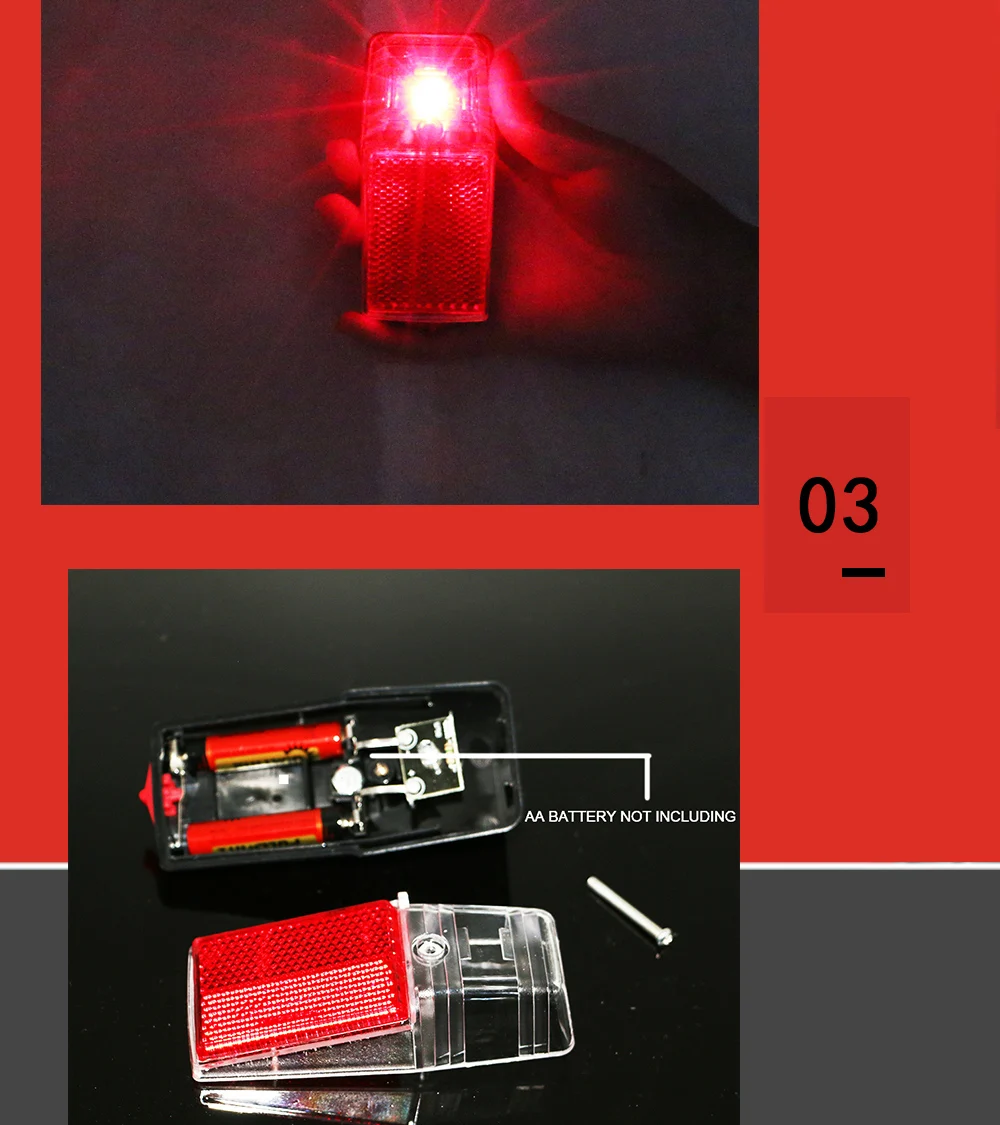 JS LED Battery Electric Bicycle Light Mount On The Mudguard Plastic Shining Js Safe Warning Taillight Bike Rear Accessories Part