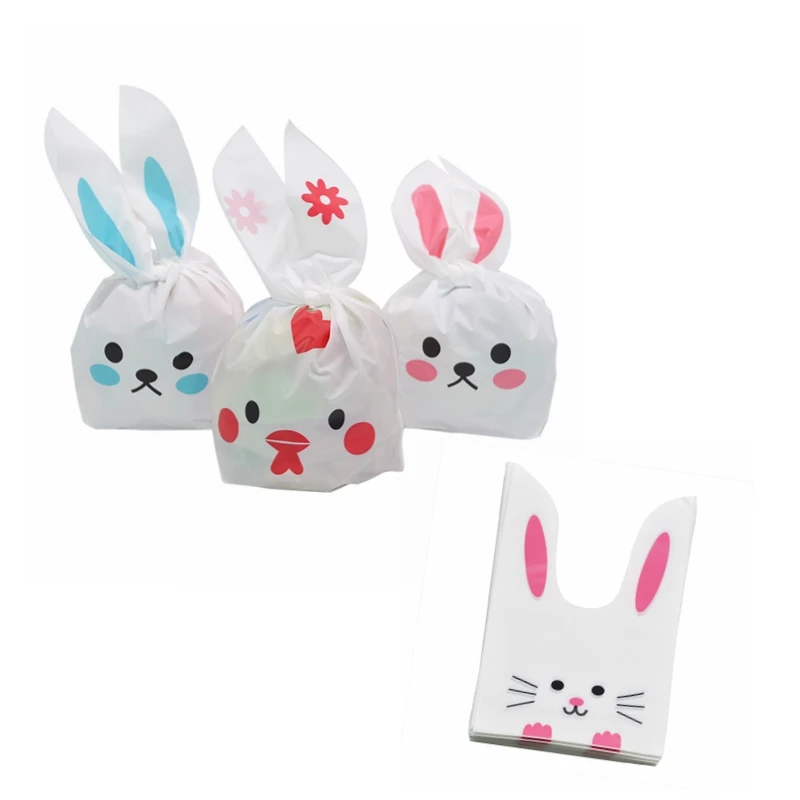 25/50 шт. пасхальные украшения пластиковые мешки для конфет в виде милого кролика