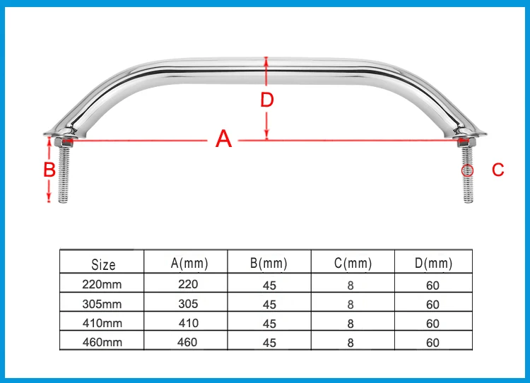 

Marine Grade SS 316 Grab Handle Door Handrail Grip Rail Grab Bar Handle with bolt Boat Hatch Yacht Marine Bathroom Hardware