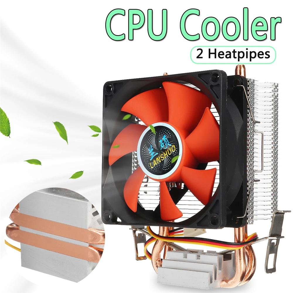 8 см 80 мм мини 2 тепловые трубки PC CPU кулер радиатор компьютера охлаждающий