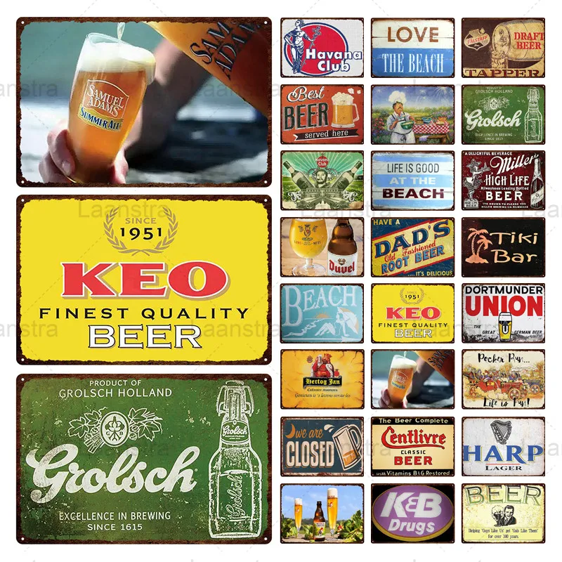 Винтажный постер для пива жестяная вывеска железное листовое украшение
