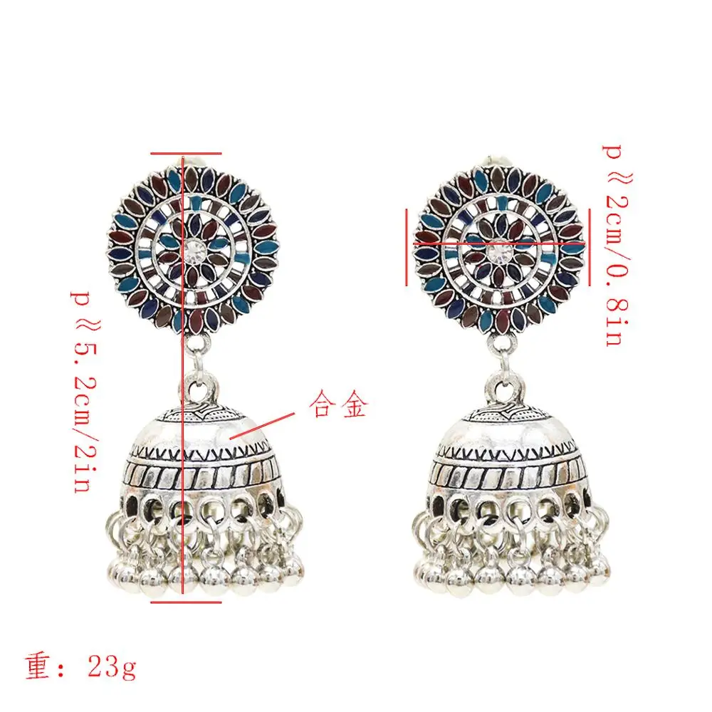 Винтажные индийские серьги Jhumka для женщин резные цветочные колокольчики