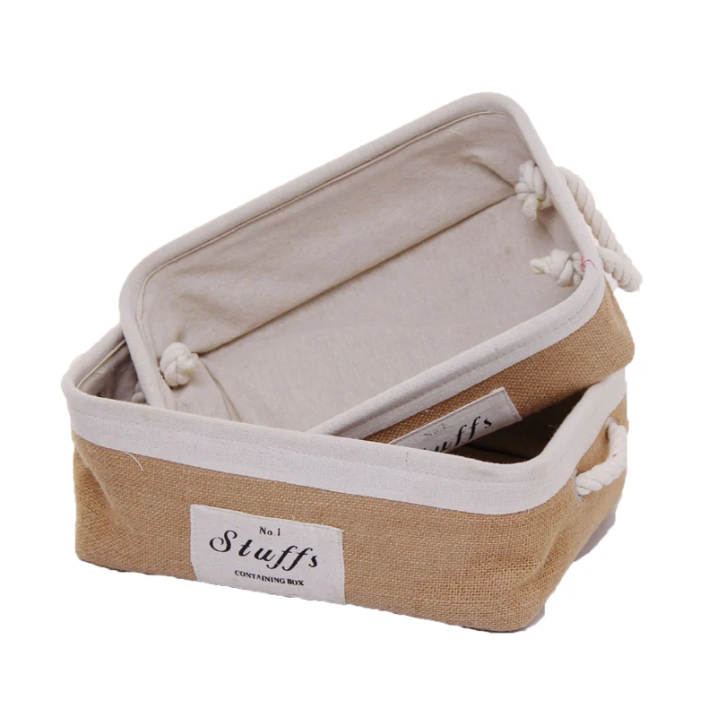 

2PCS Printing Cotton Belt Handle Desktop Debris Storage Baskets, Small Cabinets Clothing Fabric Storage Basket