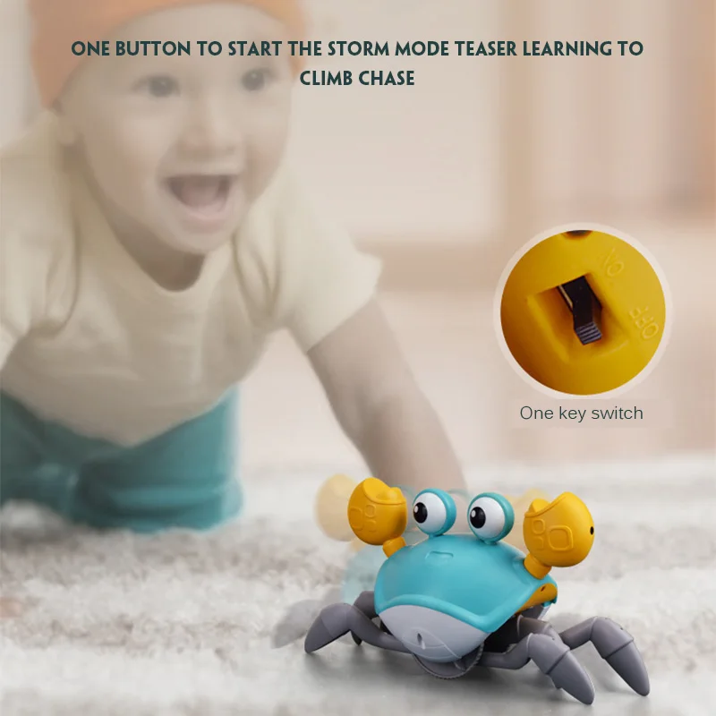 

Simulation Cute Cartoon Induction Electric Crab Automatic Obstacle Avoidance Light Music Charging Crab Run New Strange Kids Toy