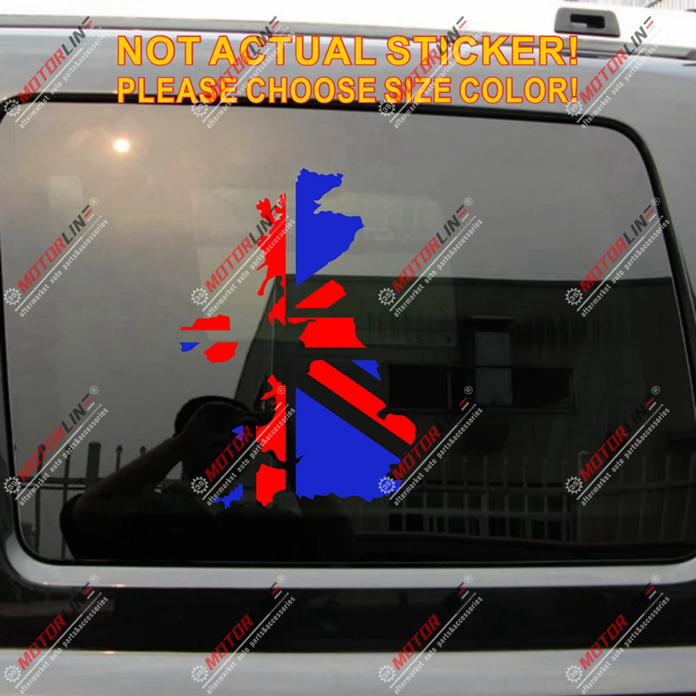 

UK British Map Union Jack Flag Decal Sticker Car Vinyl pick size no bkg