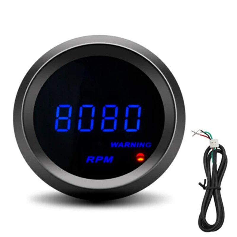 Автомобильный цифровой тахометр 2 дюйма 52 мм Синий светодиодный 0 9999 об/мин
