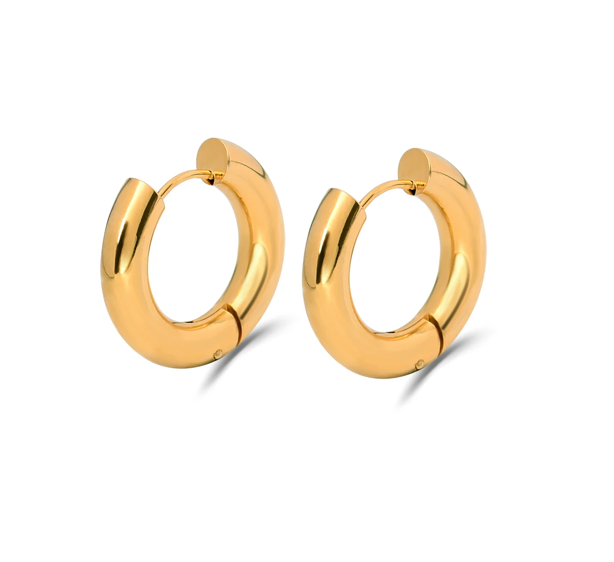 

Top Quality 100% Stainless Steel Black/Gold/Silver Color Thick Hoop Earrings Circle Round Women Men Chunky Hoops Punk Jewelry
