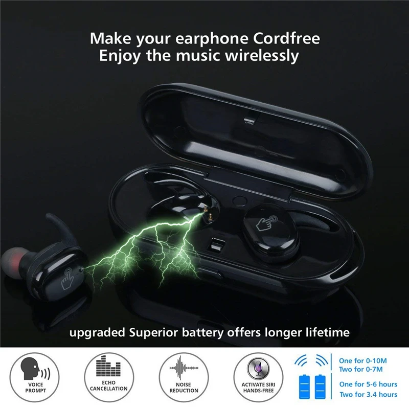 

TWS4 Bluetooth Touch Headphone Sports Waterproof Binaural Earphones Bluetooth 5.0 Wireless Headset With Charging Bin Headphones