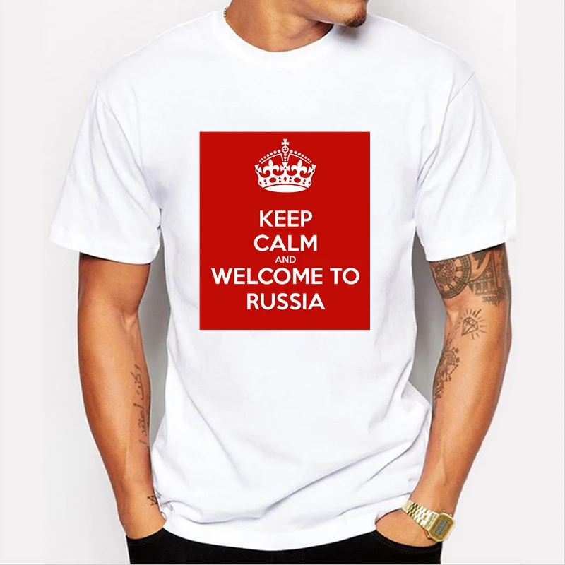 

50188# keep calm and welcome to russia t shirt men's tshirt top tee summer Tshirt fashion cool O neck short sleeve shirt