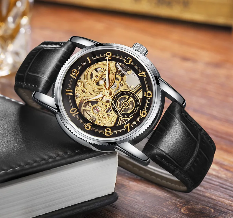 Часы-скелетоны HVENSHI новые спортивные механические часы роскошные мужские