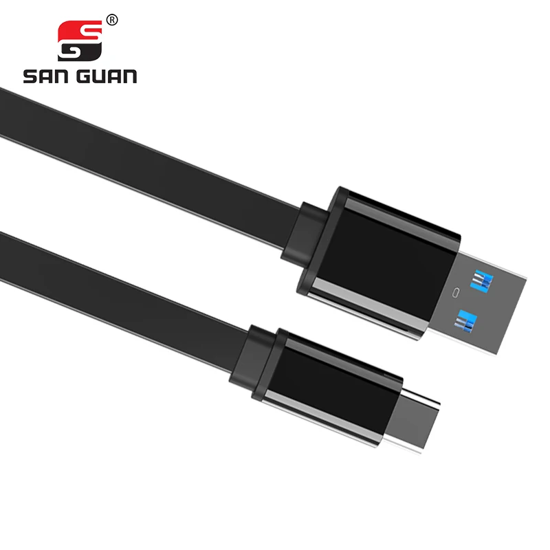 USB C плоский кабель портативный 3A быстрая зарядка 3. 0 Gen1 Type для быстрой зарядки и