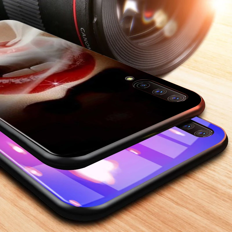 Beauty Red Lips for Samsung Galaxy A90 A80 A70 A60 A50 A40 A30 A20 A10 M60S M40 M31 M30 M21 M20 M10 Black Phone Case