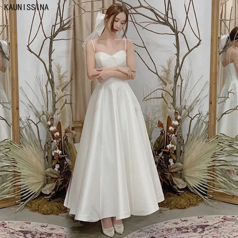 

KAUNISSINA A-line Vestido De Noiva Sweetheart Wedding Dresses Spaghetti Straps Simple Bride Dress Wedding Gowns Robe De Mariee