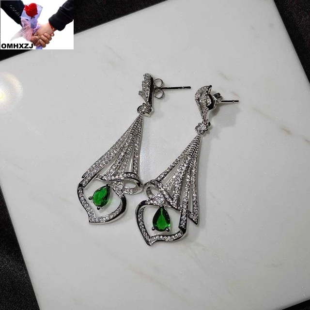 

OMHXZJ EA920 новые роскошные серьги в европейском и американском стиле с изумрудами