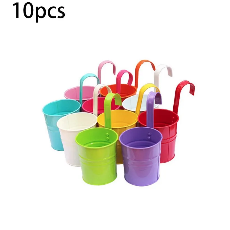 

3/10 Pcs Hanging Flower Pots Home Garden Decoration Planters Outdoor Indoor Flower Bucket Plant Holder Basket For Wall Decor