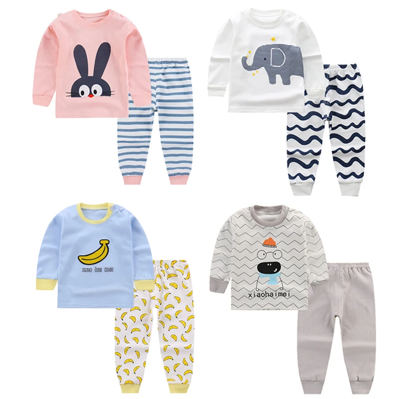 Осенняя детская пижама мультяшная для девочек и мальчиков пижамный комплект из 2