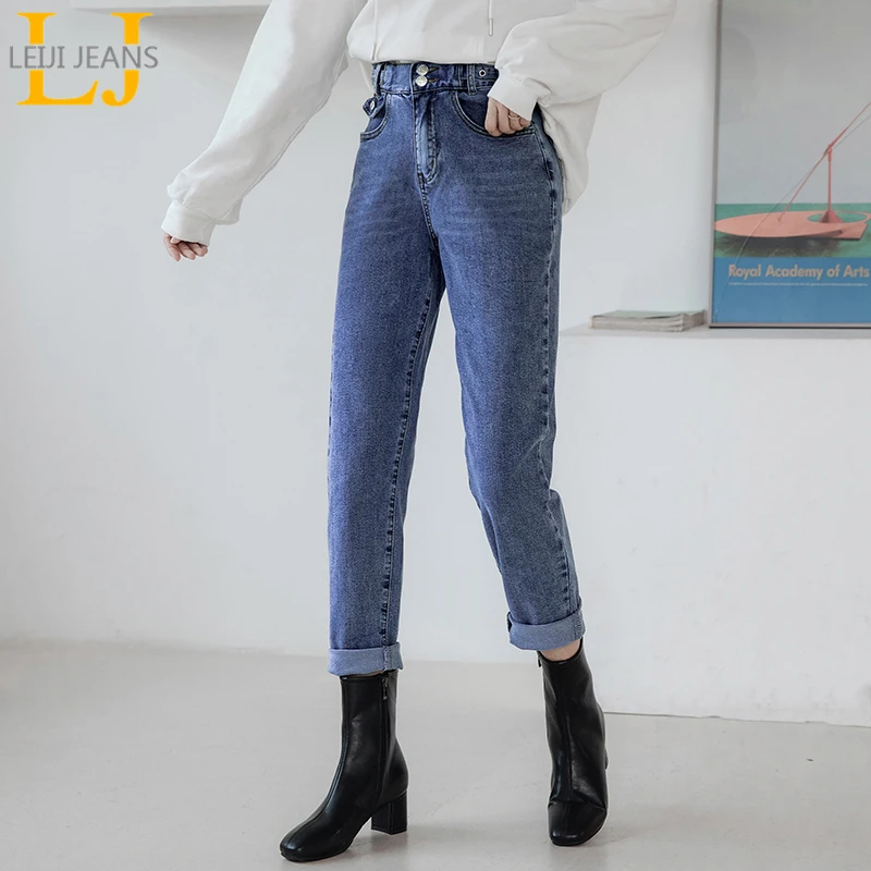 

Leijijeans fashion plus size women jeans boyfriend women jeans Capri white polished ladies jeans casual soft harem women jeans