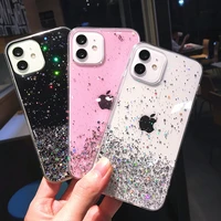 luxury star glitter sequin transparent phone case for iphone 11 12 pro max mini xs x xr 7 8 plus se 2 silicone shockproof %e2%80%8bcover