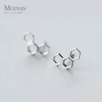 modian 2021 women earrings real 925 sterling silver charm honeycomb design stud earring fashion ears pin fashion jewelry new