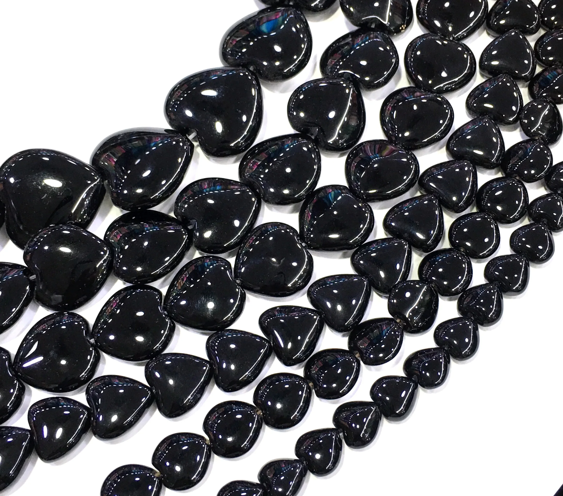 Бесплатная доставка бусины россыпью в форме сердца из натурального черного