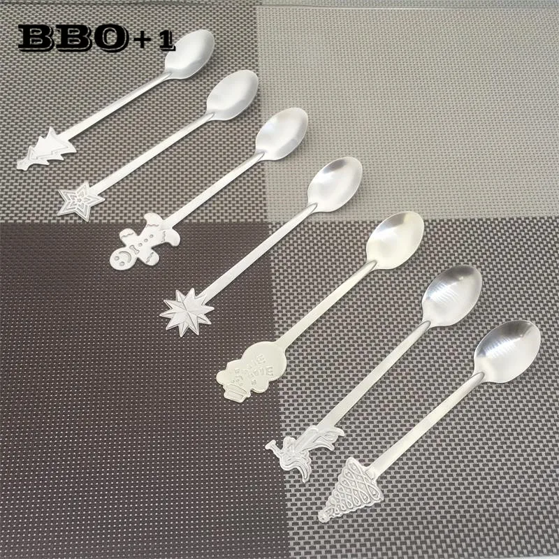 5 шт. Рождественская ложка чайная из нержавеющей стали кофейная мини набор