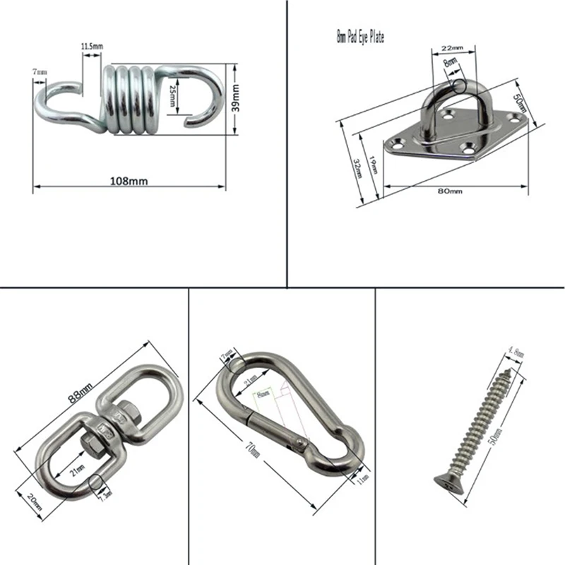 

Swivel Hook for Hammock Swing Chair Stainless Steel Hanging Seat Accessories Kit