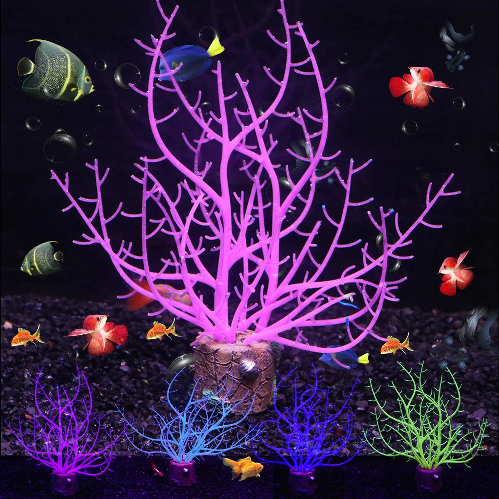 

1PCS Silicone Coral Fish Tank Decoration Simulation Artificial Sea Iron Tree Aquarium Ornament Fake Aquatic Plants Decoration D3