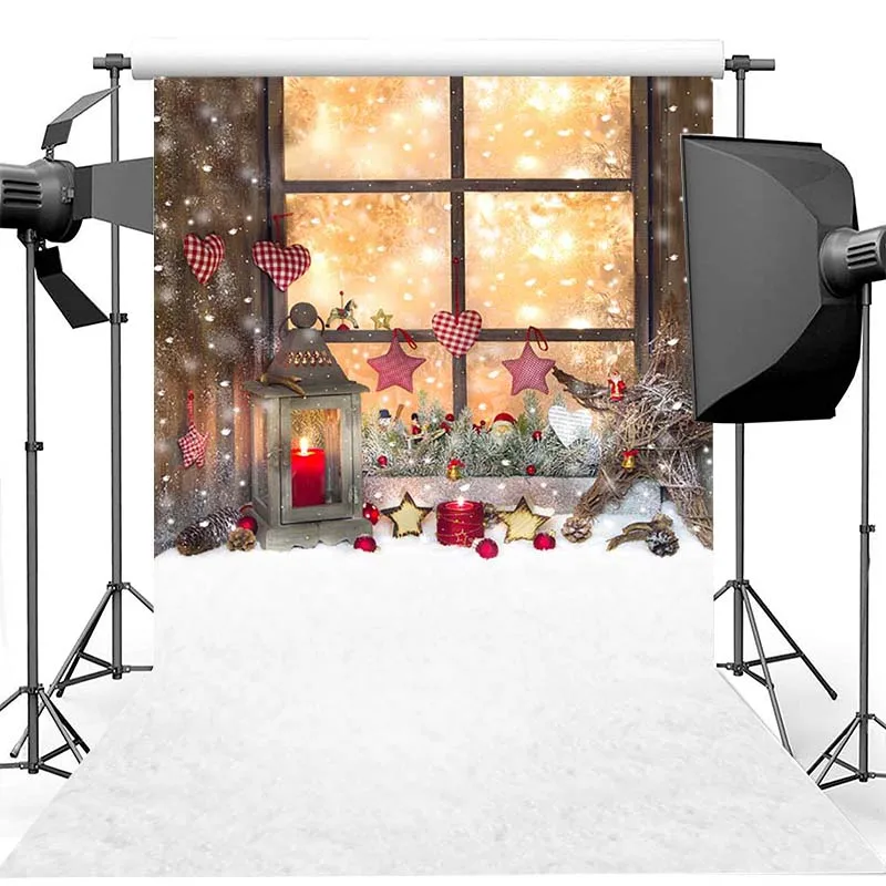 Рождественская фотография Фон окно свечи снег фон Фотостудия | Электроника