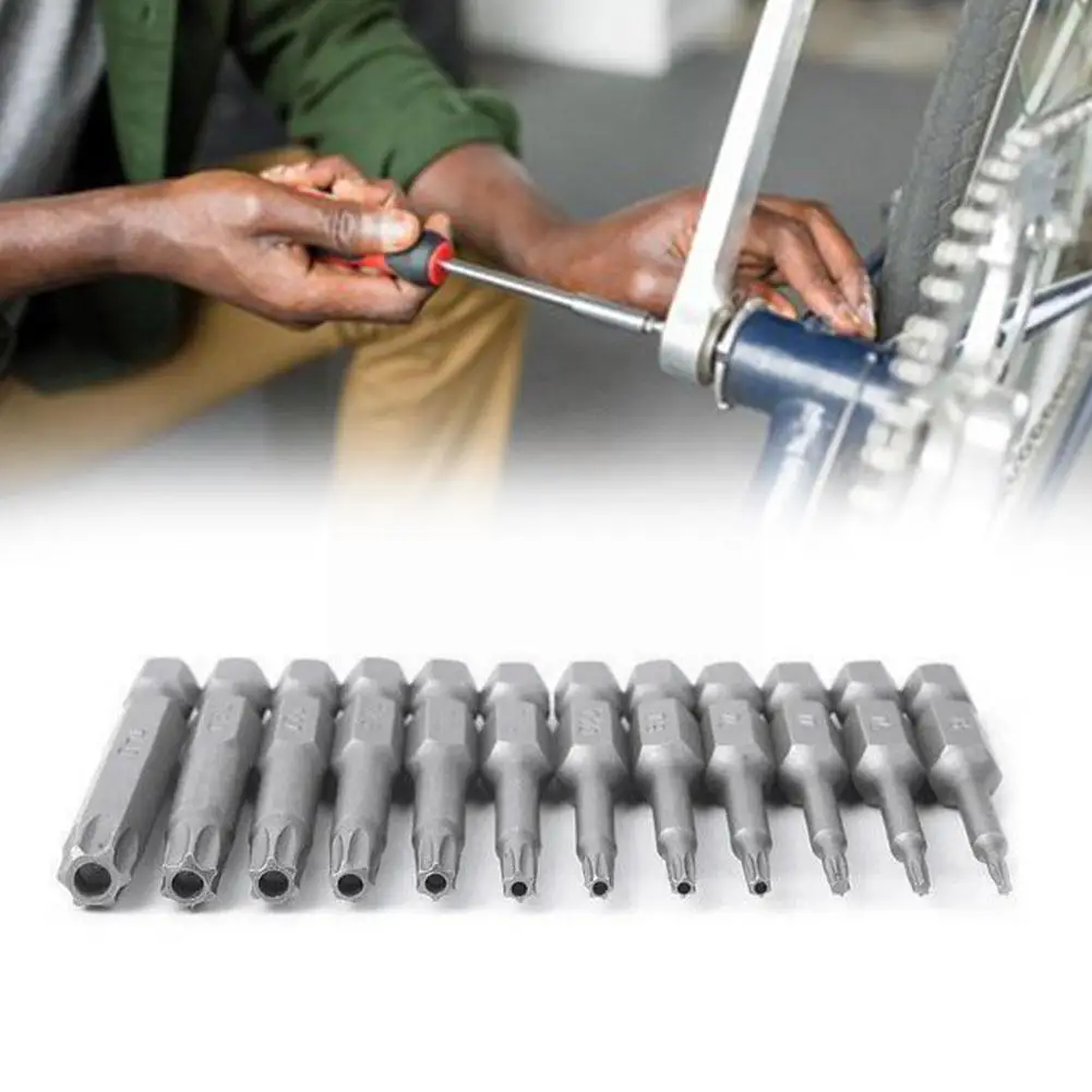 

12pc/set 1/4 Inch Length 50mm T5-T40 Magnetic Torx Series Bits Screwdriver Tipjones Electric K0K1