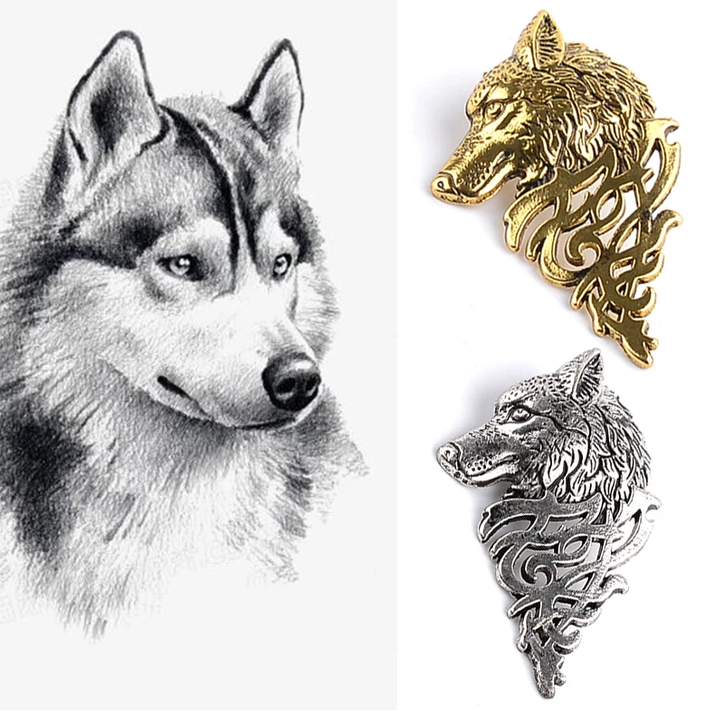 

Retro Jewellery Wolf Metal Brooches Pin vintage For Men lovers Gifts