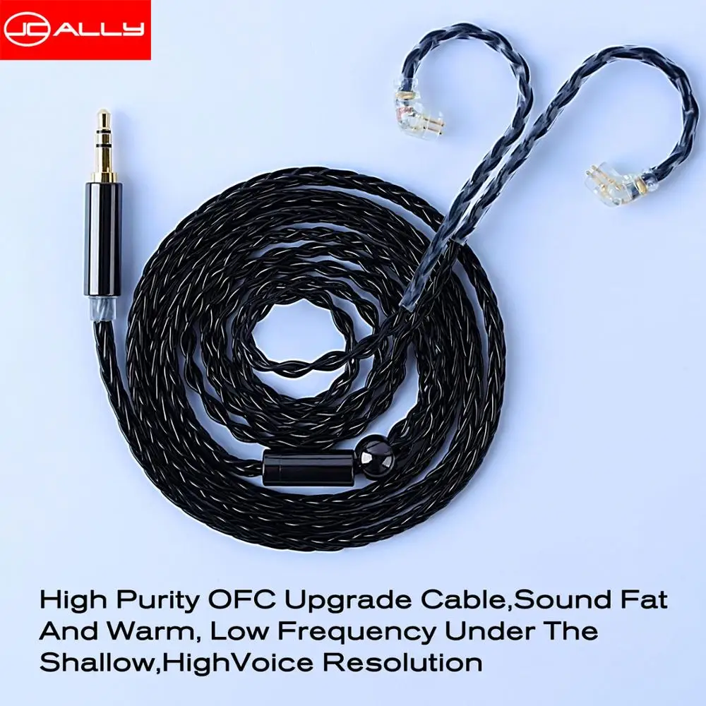 

FENGRU DIY JCALLY Black JC08 5N OFC 8 Shares 200 Cores Earphone Upgrade Cable for Shure SE215 IE80 KZ ZST ZSN Pro ZS10 Pro ZSX