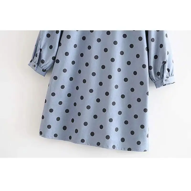 Женское мини-платье с длинным рукавом Осеннее синее платье из 2019 хлопка уличная