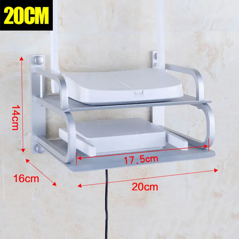 bracket wall mounting silver aluminum wireless wifi router storage boxestv set top boxdvd player standtelephone holder rack free global shipping