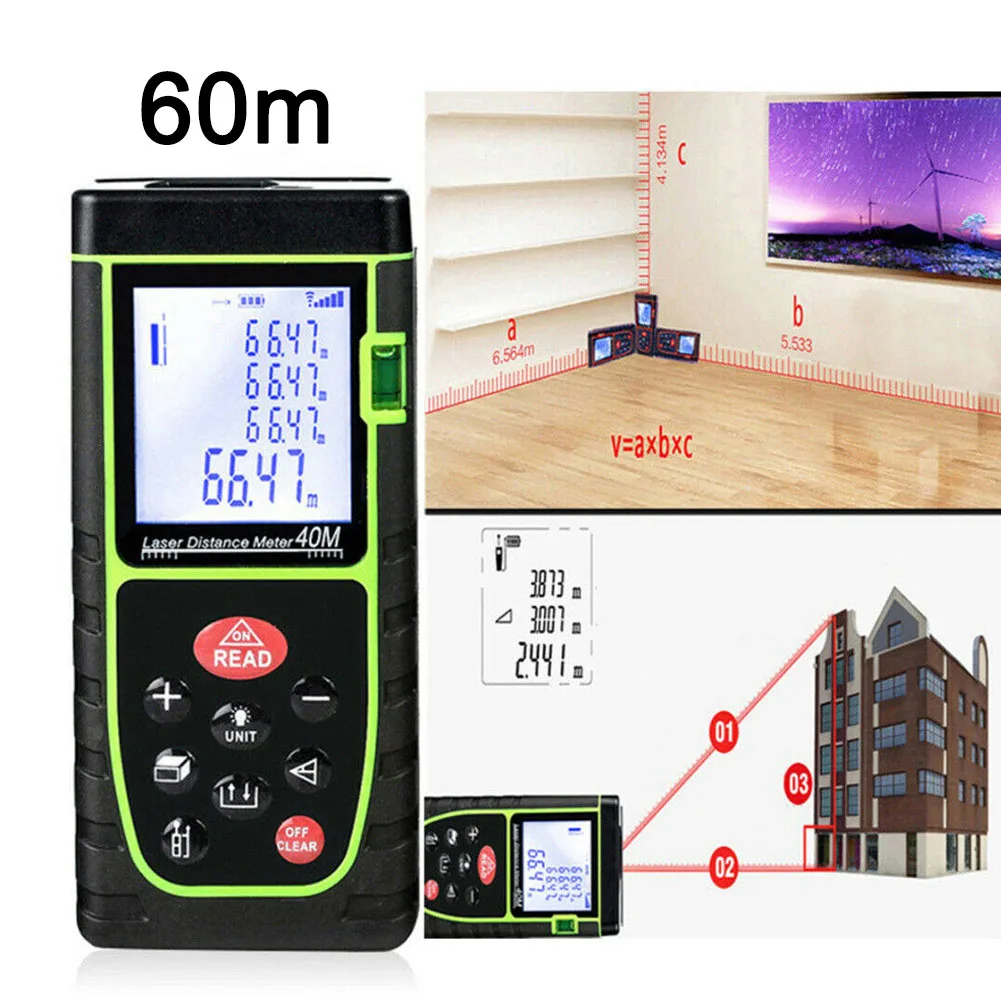 IP54 197FT цифровой лазерный дальномер рулетка дальность лазерного измерения