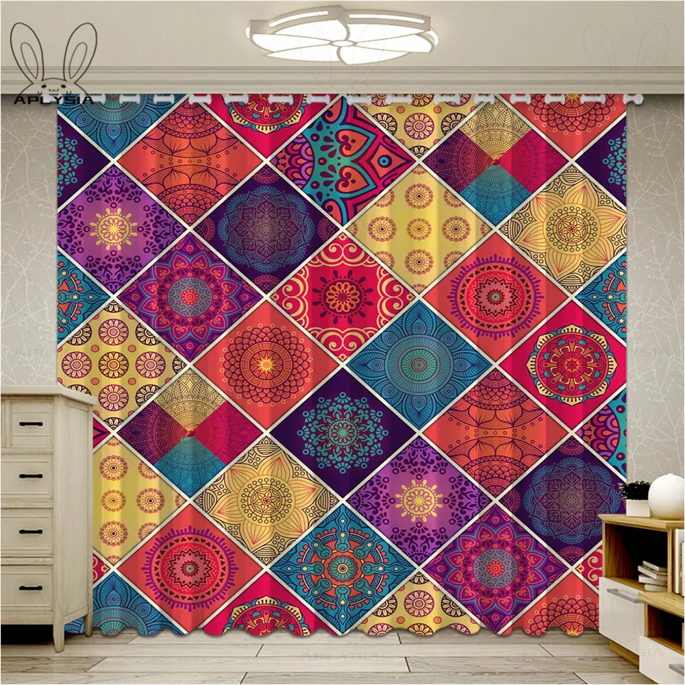 Красочные шторы в стиле ислама для окон с винтажным рисунком зеркальные