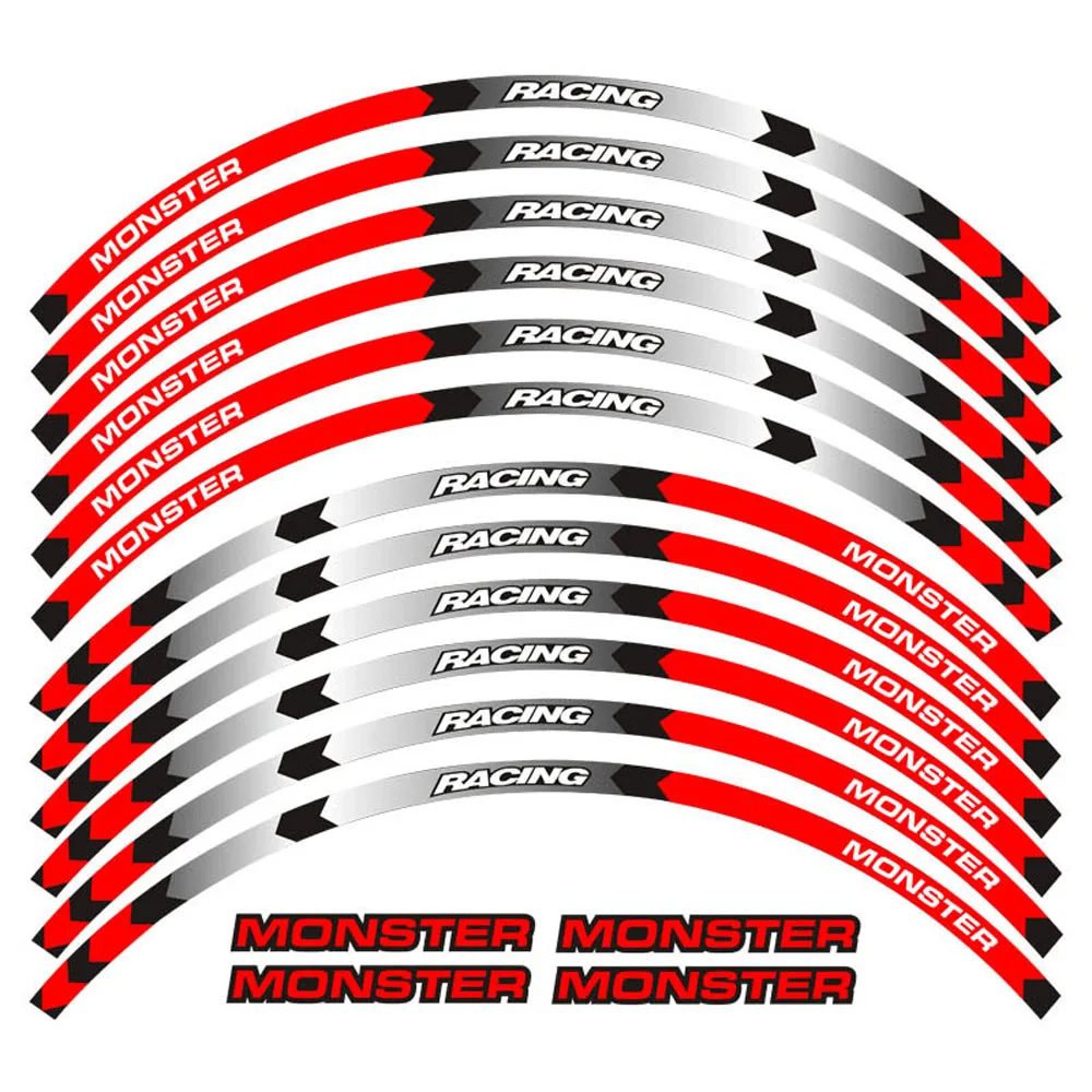 

Front + Rear Wheel Rim Outer Reflective Waterproof Stickers Decals Stripes For Ducati Monster 400 600 620 750 900 1000 1100 1200