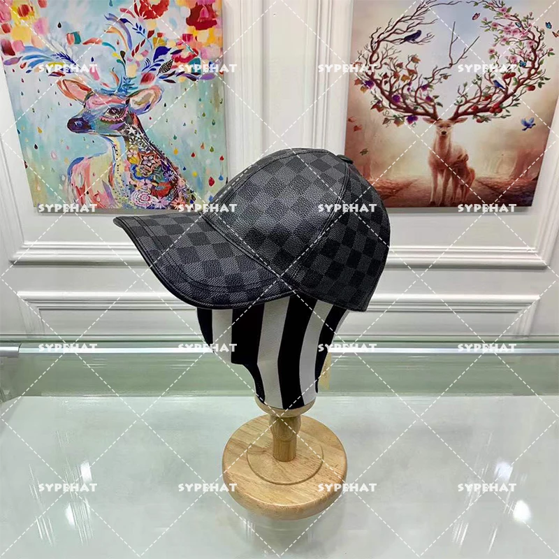 

Кожаная бейсболка модная трендовая брендовая дизайнерская Кепка в клетку с язычком утки Мужская и женская кепка от солнца с надписью BQ0364