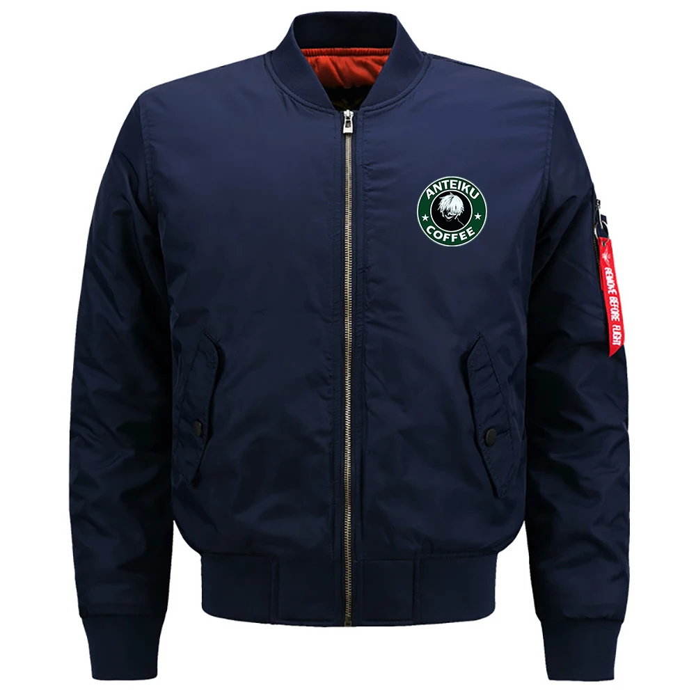 

Anteiku Coffee Prints Autumn Man Motorcycle Jacket Daily Softshell Coat Autumn Men'S Clothing Padded Pilot Jackets For Men 2021