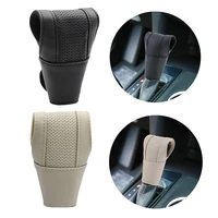 lether anti slip car gear shift knob cover case gearbox stick collars head protection for mercedes benz bmw toyota ford lexus