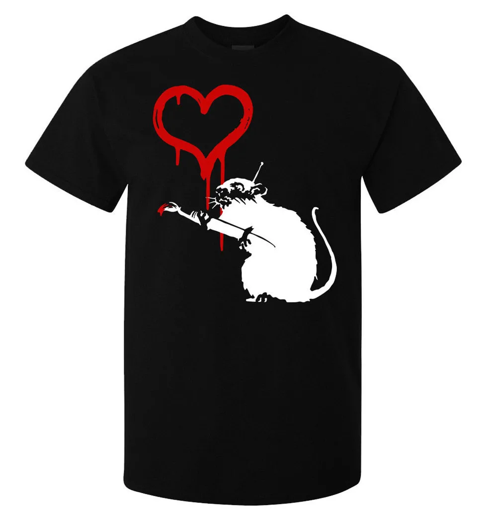 Бэнкси стрит арт Мужская футболка с изображением крыс сердца (доступно для