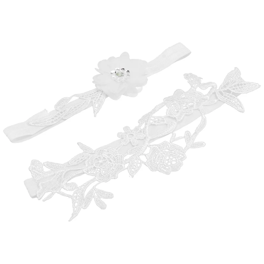 

2pcs Lace Garters Bridal Thigh Rings Chic Lace Garters Bride Leg Loop (White)