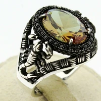 fashion black scorpion oval faceted crystal rhinestone zircon finger ring for men male party wedding engagement jewelry