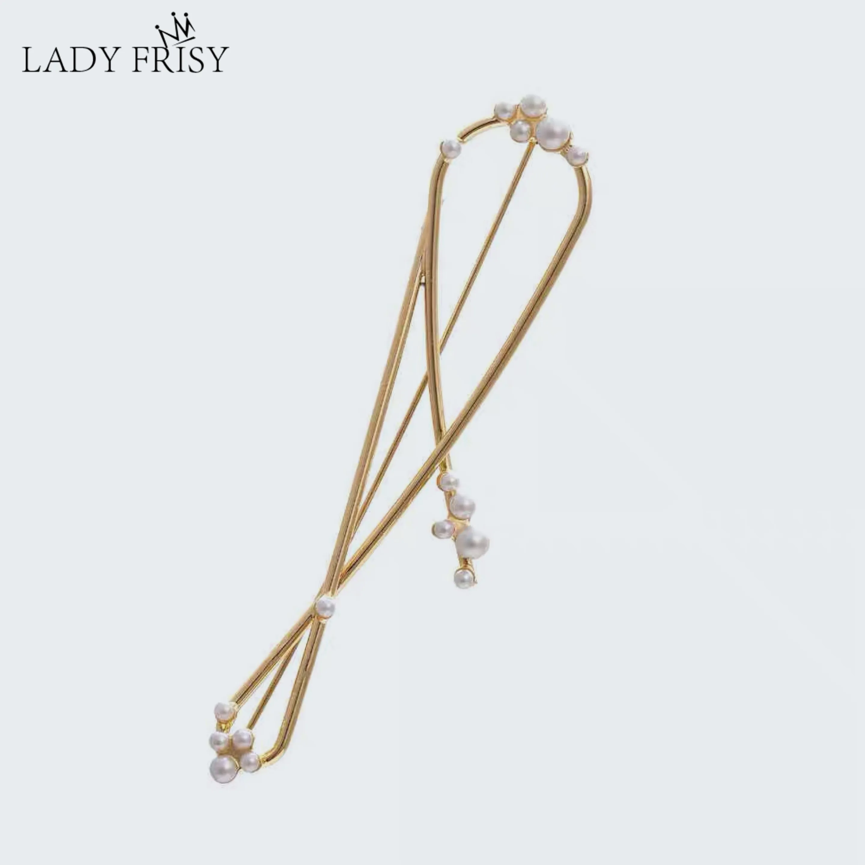 

LADYFIRSY ZA Boho Pearl Floral Long Pins Brooch for Women New Fashion Gold Color Metal Brooch Coat Accessories Party Jewelry INS