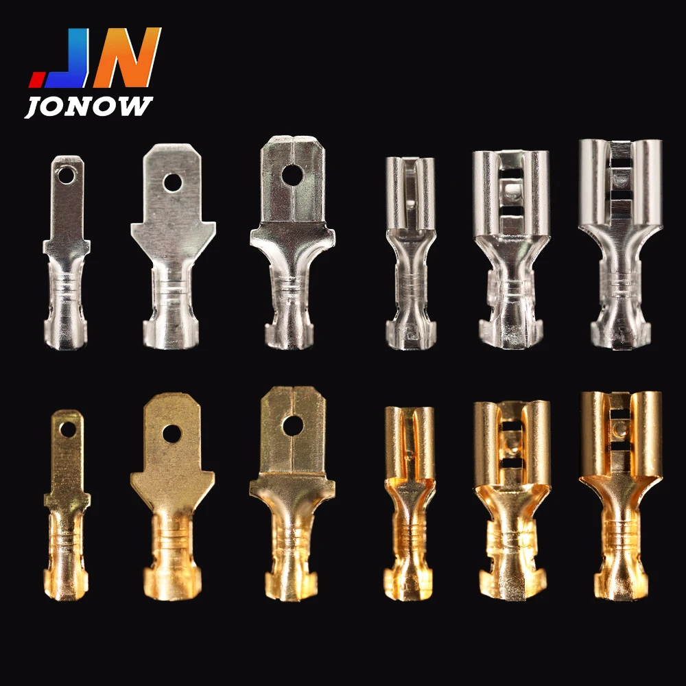 

100Pcs/lot 2.8/4.8/6.3mm Spade Crimp Terminal Connector Electric Wire Connectors Gold Brass/Silver Spring Plug Sheath