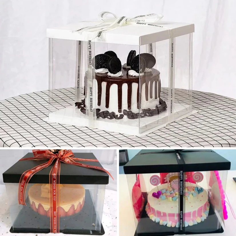 Прозрачные упаковочные коробки для торта на день рождения подарочная упаковка